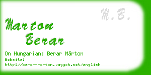 marton berar business card